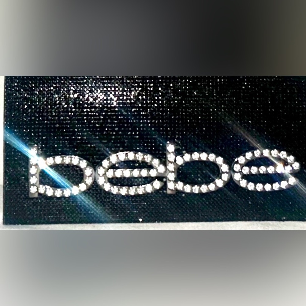 Bebe Black Rhinestone Clutch with Chain - Picture 8 of 9